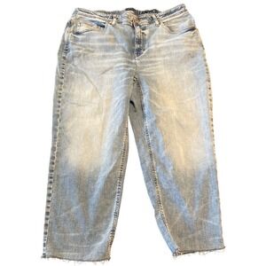 J Jill Denim High Rise Straight Leg Crop Jeans 18‎ Regular Light Wash Distressed